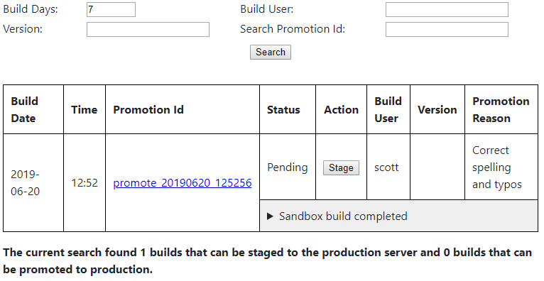 Promotion browse screen