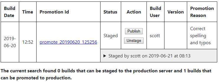 Promotion browse with staged promotion